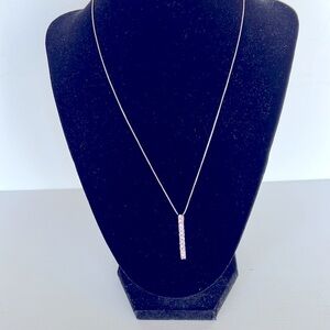 Elegant Pink Crystal Pendant Necklace Sterling Silver chain and Pendant  FAS